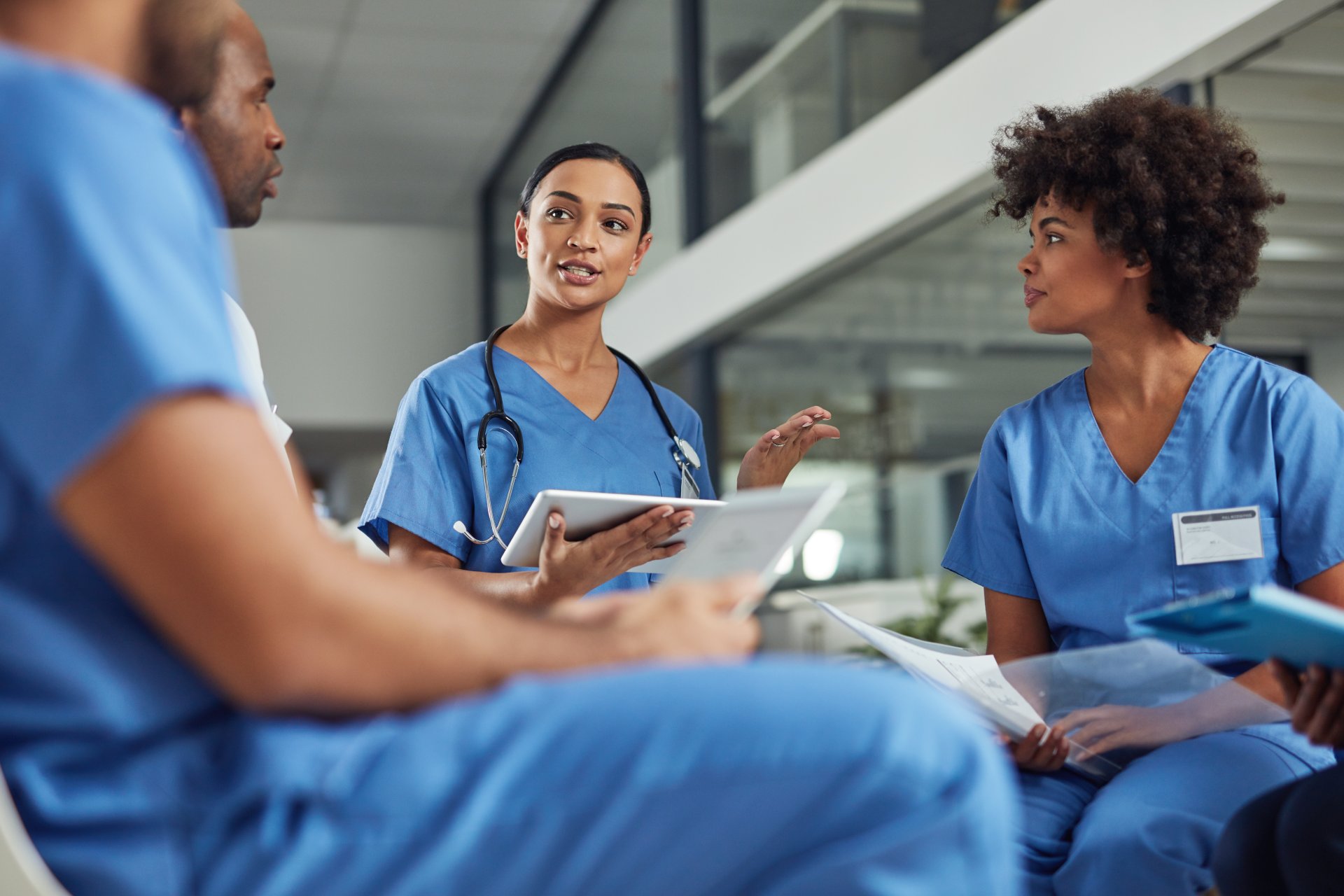 A group of young physicians meet