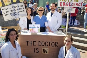 "The doctor is in" Health professionals advocate for climate health at a rally
