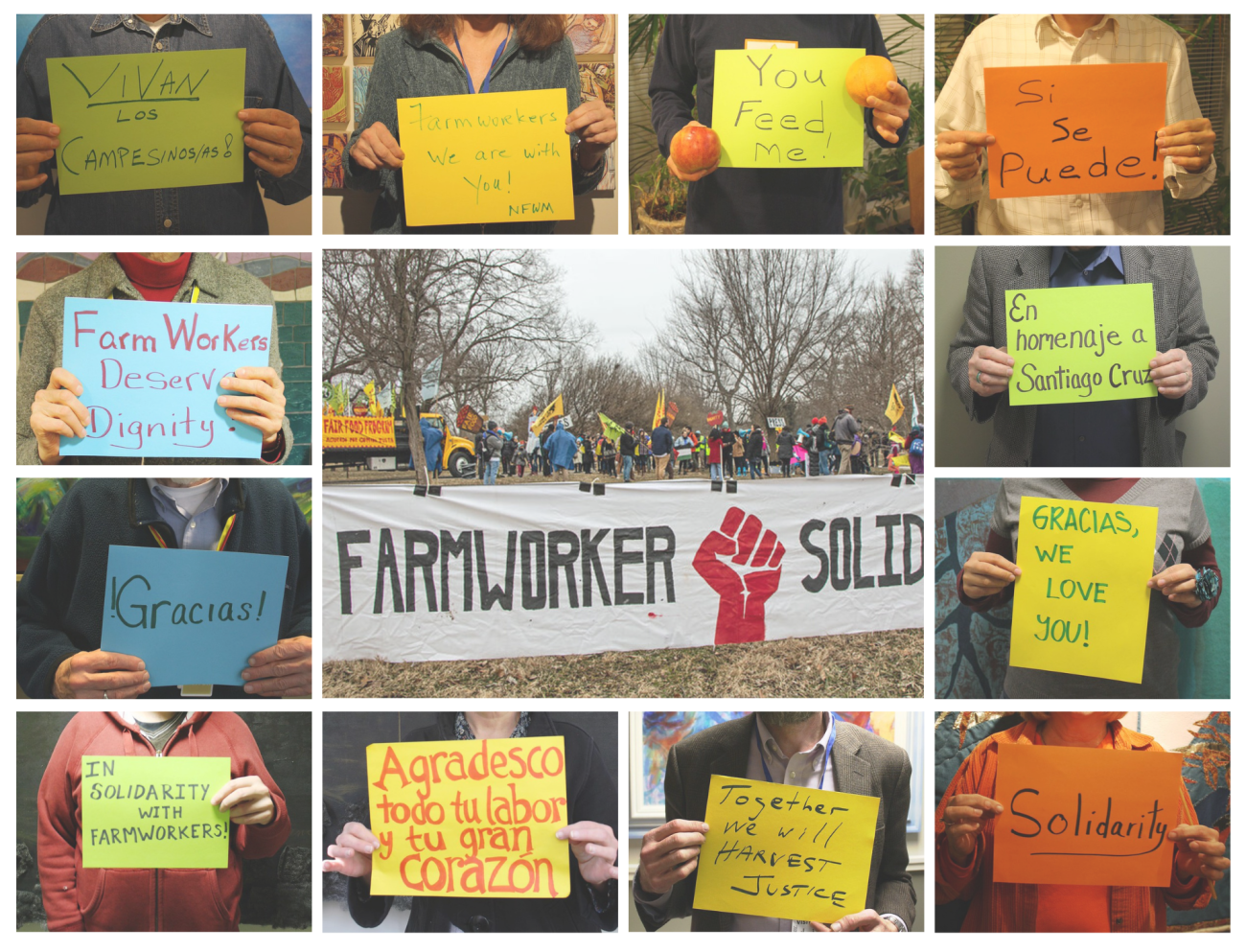 Farmworker appreciation signs photo collage