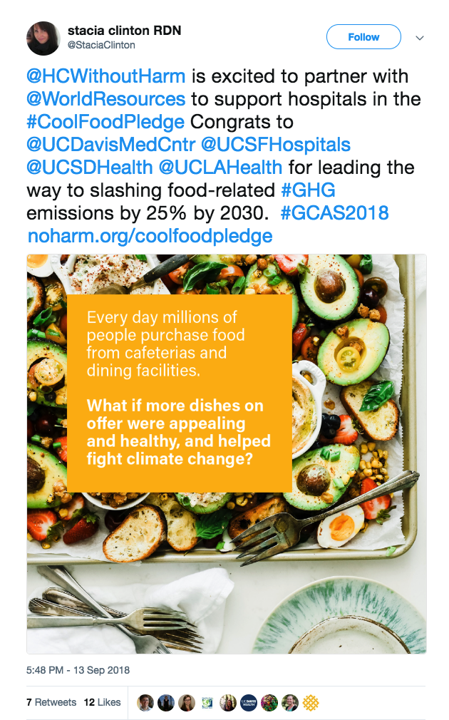 GCAS Cool Food Pledge tweet